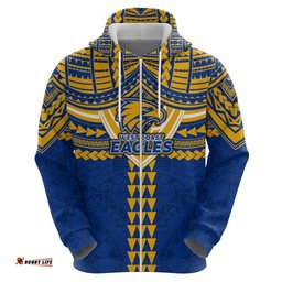 RugbyLife Shop Personalized West Coast Eagles Hoodie Polynesian Tribal Pattern Heritage Football TS04