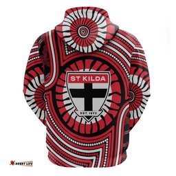 RugbyLife Shop St Kilda Football Club Hoodie Indigenous Monochrome Dot Art Mascot Style TS04