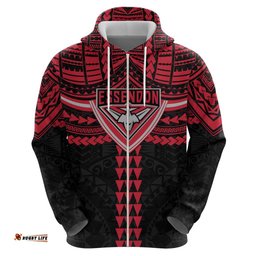 RugbyLife Shop Personalized Essendon Bombers Hoodie Polynesian Tribal Pattern Heritage Football TS04