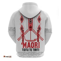 RugbyLife Shop Toitu Te Tiriti Waitangi Hoodie White Wharenui House LT9