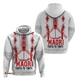 RugbyLife Shop Toitu Te Tiriti Waitangi Hoodie White Wharenui House LT9