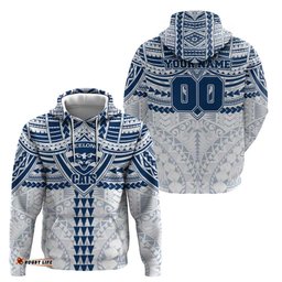 RugbyLife Shop Personalized Geelong Cats Hoodie Polynesian Tribal Pattern Heritage Football TS04