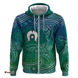 RugbyLife Shop Torres Strait Islands Hoodie Shark Indigenous Australian Tribal Dot Art TS04