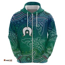 RugbyLife Shop Torres Strait Islands Hoodie Shark Indigenous Australian Tribal Dot Art TS04