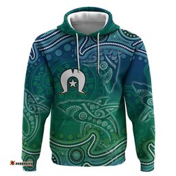 RugbyLife Shop Torres Strait Islands Hoodie Shark Indigenous Australian Tribal Dot Art TS04