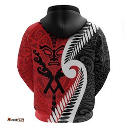 RugbyLife Shop Silver Fern Koru Swirls with Maori Ta Moko Hoodie LT9