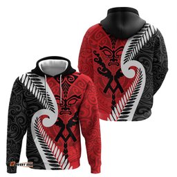 RugbyLife Shop Silver Fern Koru Swirls with Maori Ta Moko Hoodie LT9