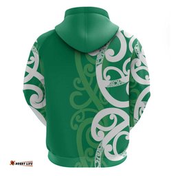 RugbyLife Shop Pounamu Green Maori Hoodie Koru Kowhaiwhai LT7