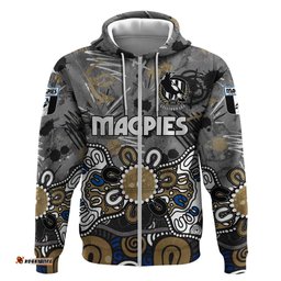RugbyLife Shop Personalized Collingwood Magpies Hoodie Aboriginal Dot Painting Graffiti Style TS04