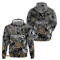 RugbyLife Shop Personalized Collingwood Magpies Hoodie Aboriginal Dot Painting Graffiti Style TS04