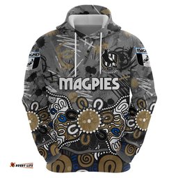 RugbyLife Shop Personalized Collingwood Magpies Hoodie Aboriginal Dot Painting Graffiti Style TS04
