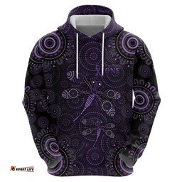 RugbyLife Shop Purple Dragonfly Aboriginal of Hope Hoodie Australian Epilepsy Awareness LT9