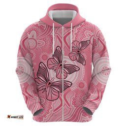 RugbyLife Shop Personalized Pink Butterfly Spirit Hoodie Australias Breast Cancer Awareness LT9