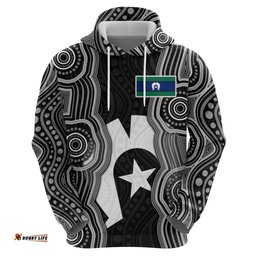 RugbyLife Shop Torres Strait Islander Hoodie Flag Feather Headdress Indigenous Dotwork Tribal Art TS04