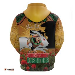 RugbyLife Shop Personalised Rabbitohs Rugby ANZAC Day Hoodie Last Post Poppy We Will Remember Them LT14