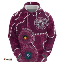 RugbyLife Shop Sea Eagles NAIDOC Week 2026 Personalised Hoodie 50 Years of Deadly Aboriginal Art LT14