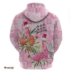 RugbyLife Shop Sweet Pink Cockatoos Aussie Santa Hoodie Australia Christmas Vibes LT9