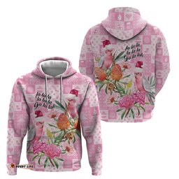 RugbyLife Shop Sweet Pink Cockatoos Aussie Santa Hoodie Australia Christmas Vibes LT9