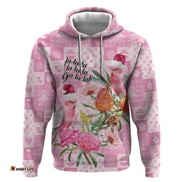 RugbyLife Shop Sweet Pink Cockatoos Aussie Santa Hoodie Australia Christmas Vibes LT9