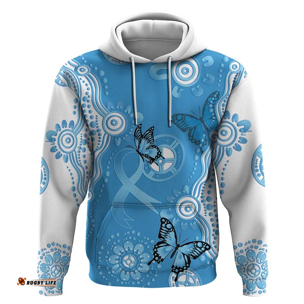 RugbyLife Shop World Diabetes Day Australia Hoodie Blue Ribbon Butterfly Aboriginal Art LT14
