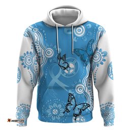 RugbyLife Shop World Diabetes Day Australia Hoodie Blue Ribbon Butterfly Aboriginal Art LT14