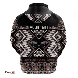 RugbyLife Shop Personalised Taniko Motifs Aotearoa Hoodie Waitangi Kowhaiwhai Kiwi - Mocha LT7
