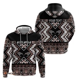 RugbyLife Shop Personalised Taniko Motifs Aotearoa Hoodie Waitangi Kowhaiwhai Kiwi - Mocha LT7