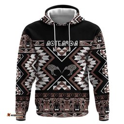 RugbyLife Shop Personalised Taniko Motifs Aotearoa Hoodie Waitangi Kowhaiwhai Kiwi - Mocha LT7