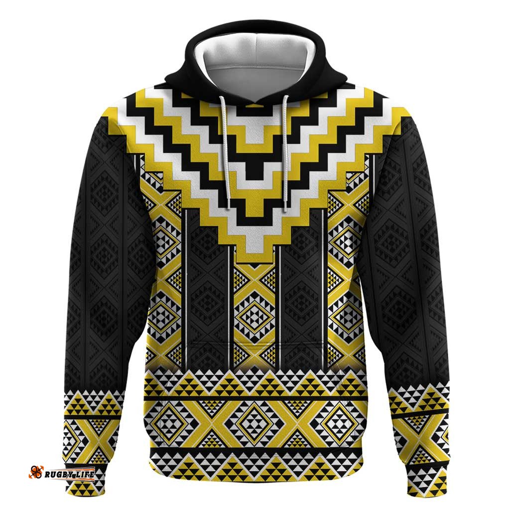 RugbyLife Shop Yellow Taniko Aotearoa Hoodie Niho Taniwha Mix Poutama LT14