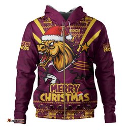 Brisbane Broncos Hoodie Merry Christmas Festive Spirit Edition
