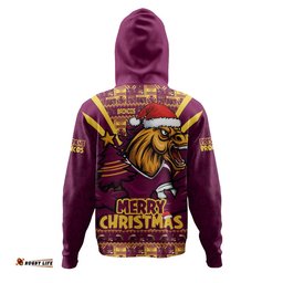Brisbane Broncos Hoodie Merry Christmas Festive Spirit Edition