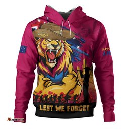 Brisbane Lions Hoodie ANZAC Inspired Football Fan Memorial Design