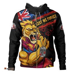 Brisbane Lions Hoodie Lest We Forget Eternal Honor