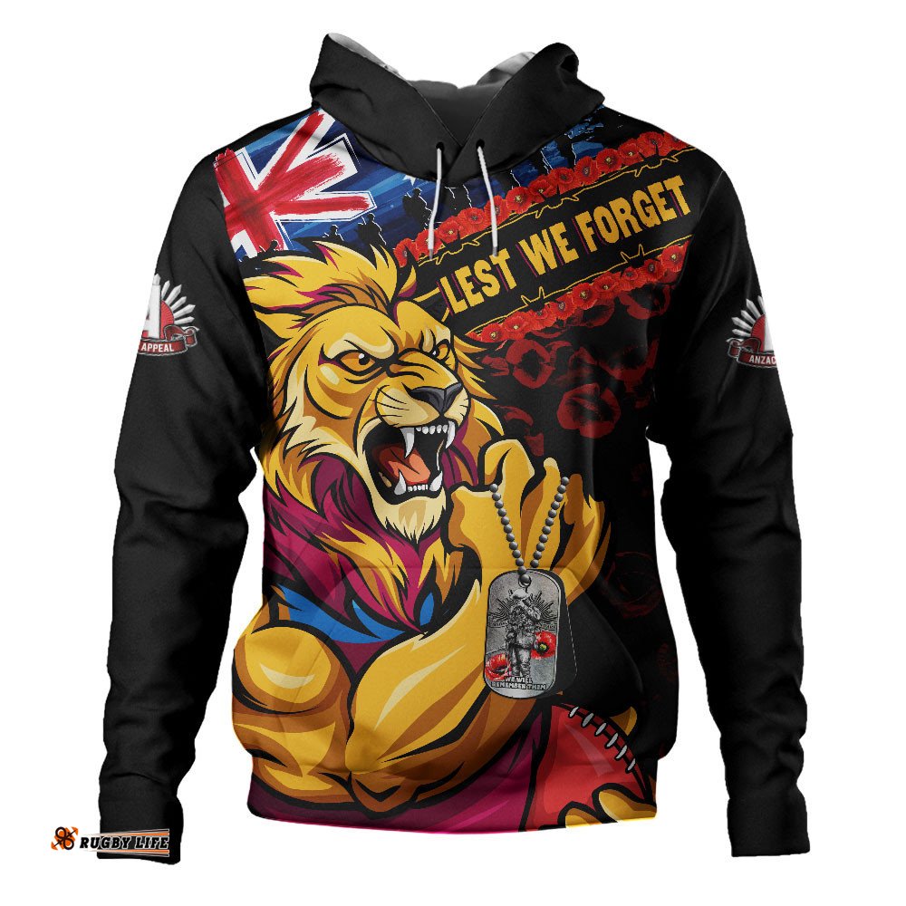 Brisbane Lions Hoodie Lest We Forget Eternal Honor