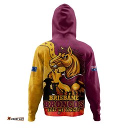 Brisbane Broncos Hoodie Anzac Day Remembrance Of Courage Loyalty Valor