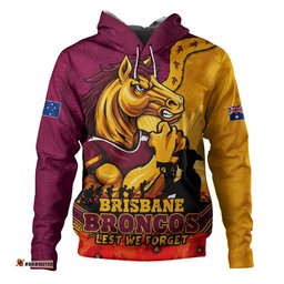 Brisbane Broncos Hoodie Anzac Day Remembrance Of Courage Loyalty Valor