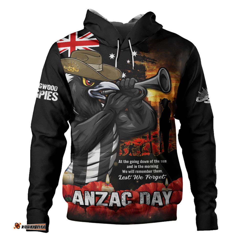Collingwood Hoodie Anzac Day Dawn Of Courage Eternal Tribute