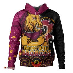 Brisbane Broncos Hoodie NAIDOC Week 50 Years Of Deadly Indigenous Pattern