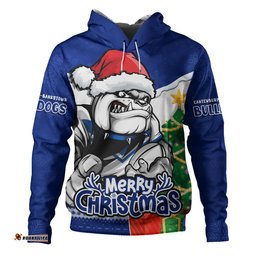 Canterbury-Bankstown Bulldogs Hoodie Santa Scoring Touchdown On Christmas Game Day