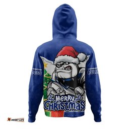 Canterbury-Bankstown Bulldogs Hoodie Santa Scoring Touchdown On Christmas Game Day