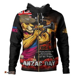 Brisbane Lions Hoodie Anzac Day Dawn Of Courage Eternal Tribute
