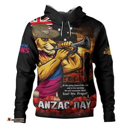 Brisbane Lions Hoodie Anzac Day Dawn Of Courage Eternal Tribute