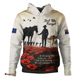 Australia Hoodie Lest We Forget Light Horse Dawn Field