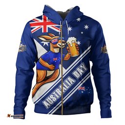 Australia Hoodie Australia Day Kangaroo Beer Spirit Of Celebration