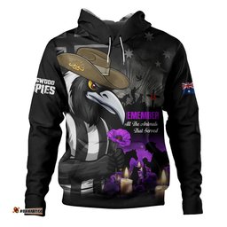 Collingwood Hoodie Anzac Day In Memory Of Animals That Served