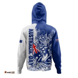 Australia Hoodie Australia Day Kangaroo Surfboard Blue Skyline Celebration