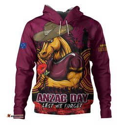 Brisbane Broncos Hoodie Anzac Day Pride Of Service Eternal Memory
