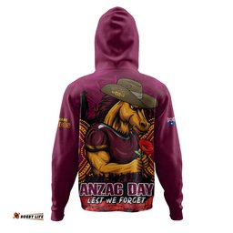 Brisbane Broncos Hoodie Anzac Day Pride Of Service Eternal Memory