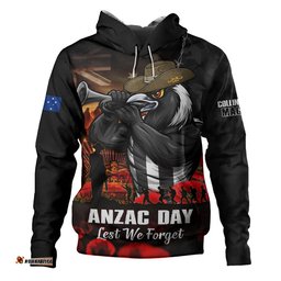Collingwood Hoodie ANZAC Day Lest We Forget Red Poppy And Honor The Brave Tribute