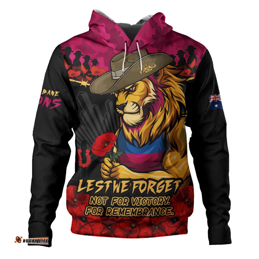 Brisbane Lions Hoodie ANZAC Day Not For Victory For Remembrance
